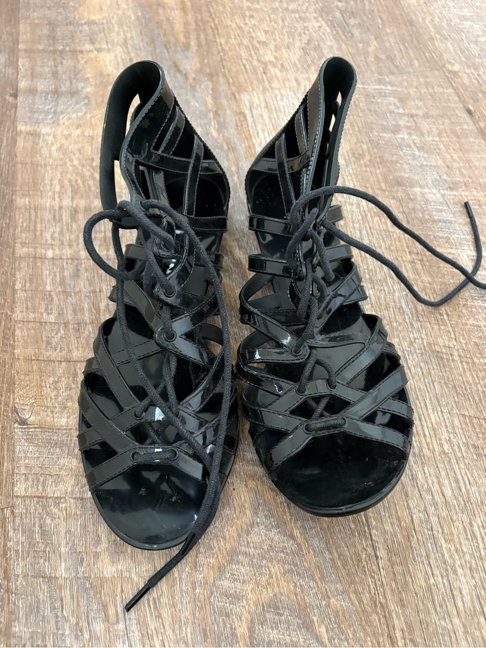 Black Lace-Up Women's Gladiator Sandals